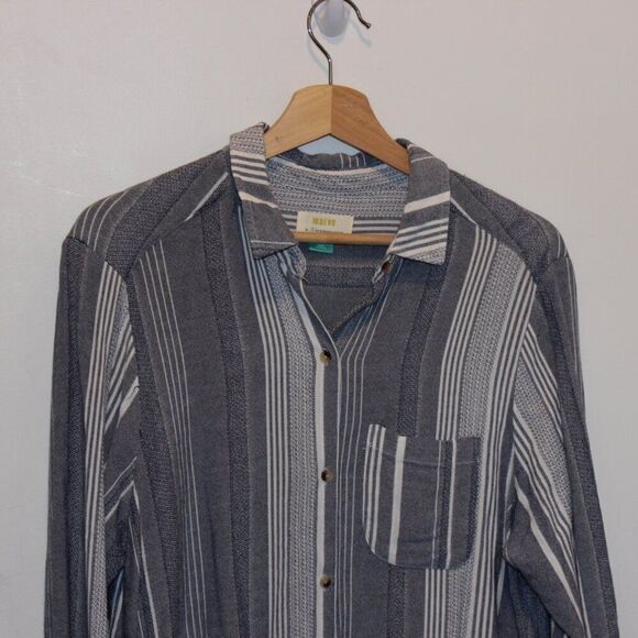 Anthropologie Maeve Striped Viscose Blend Button Down Shirt Women's Size 1X - Picture 6 of 11